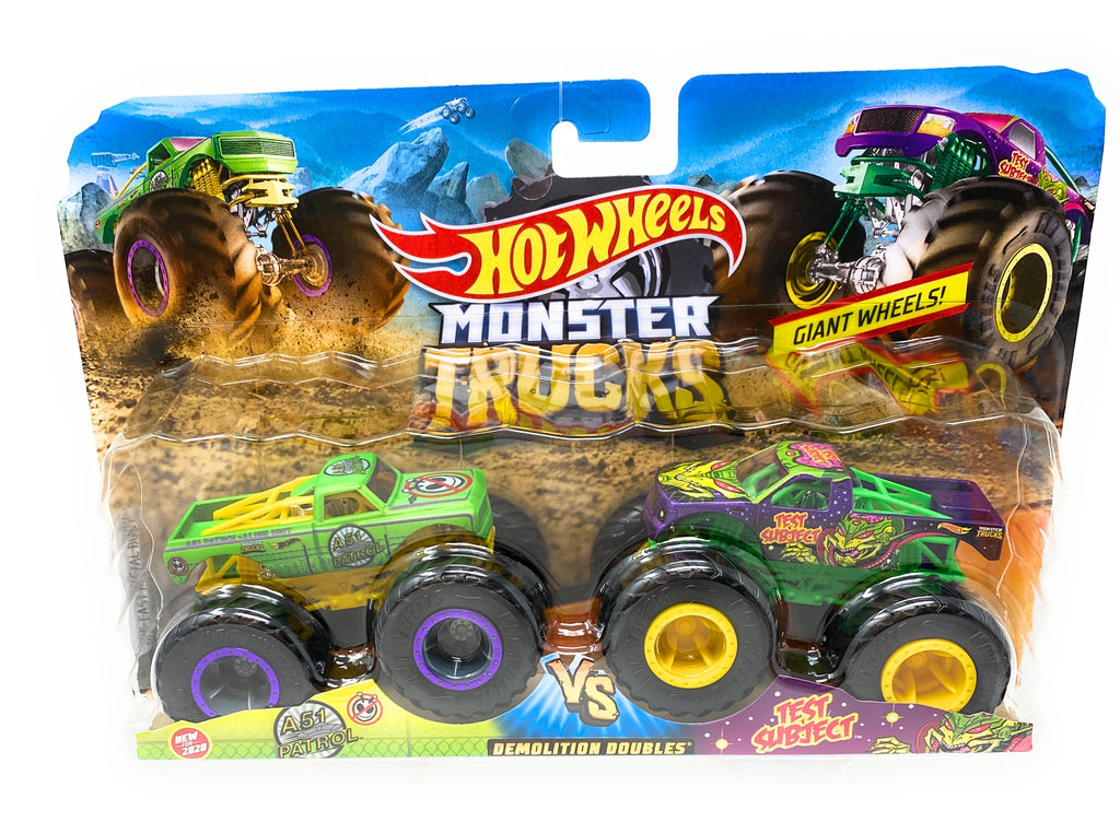 Hot Wheels Monster Trucks 2 Pack A51 Patrol vs. Test Subject