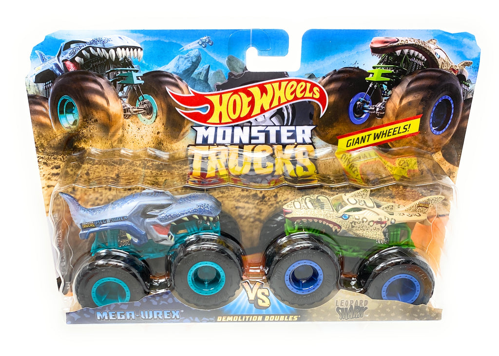 Hot Wheels Monster Trucks 2 Pack Mega-Wrex vs. Leopard Shark