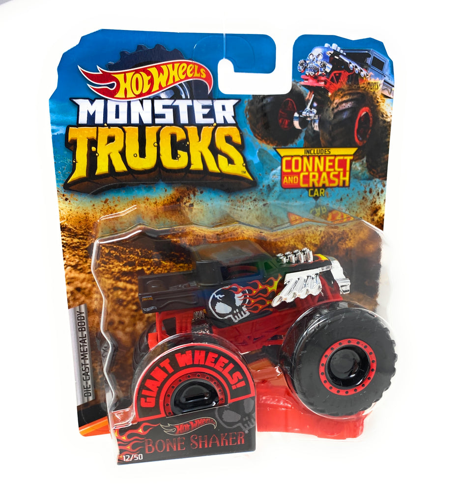 Hot Wheels Monster Trucks Bone Shaker, Giant wheels, including crushable car