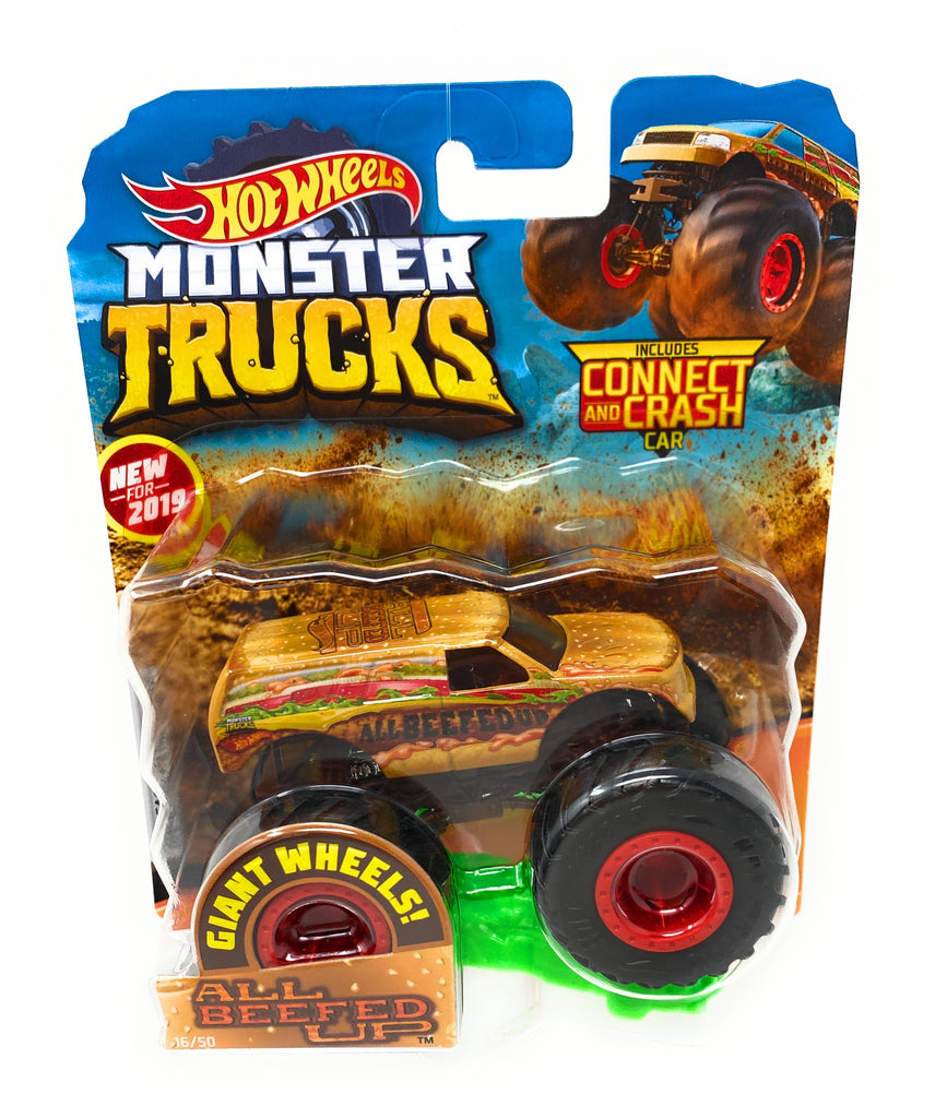 Hot Wheels Monster Trucks All Beefed Up, Giant wheels, including connect and crash car