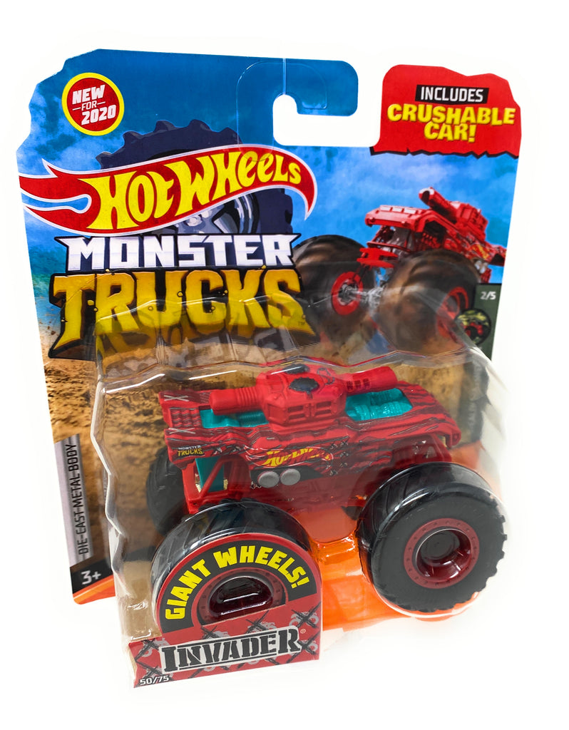 Hot Wheels Monster Trucks Invader, Giant wheels, including crushable car