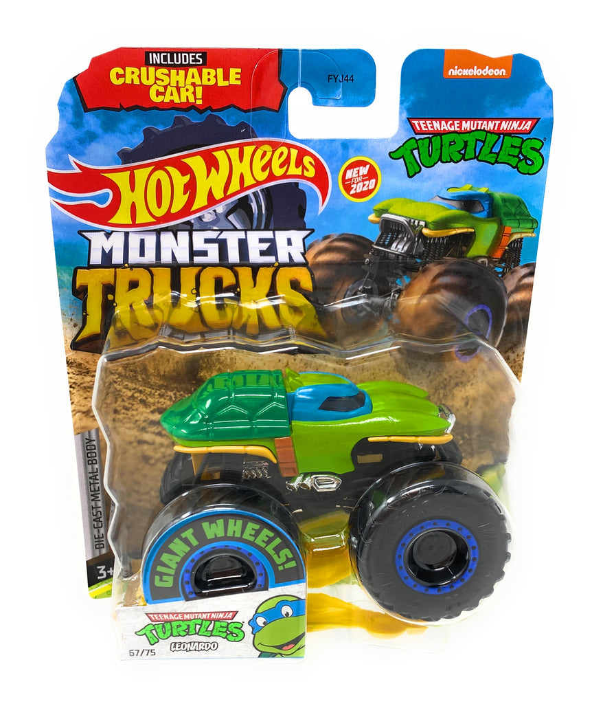 Hot Wheels Monster Trucks Teenage Mutant Ninja Turtles, Leonardo, Giant wheels, including crushable car