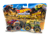 Hot Wheels Monster truck 2 pack Hot Weiler vs. Hound Hauler Demolition Doubles Giant Wheels