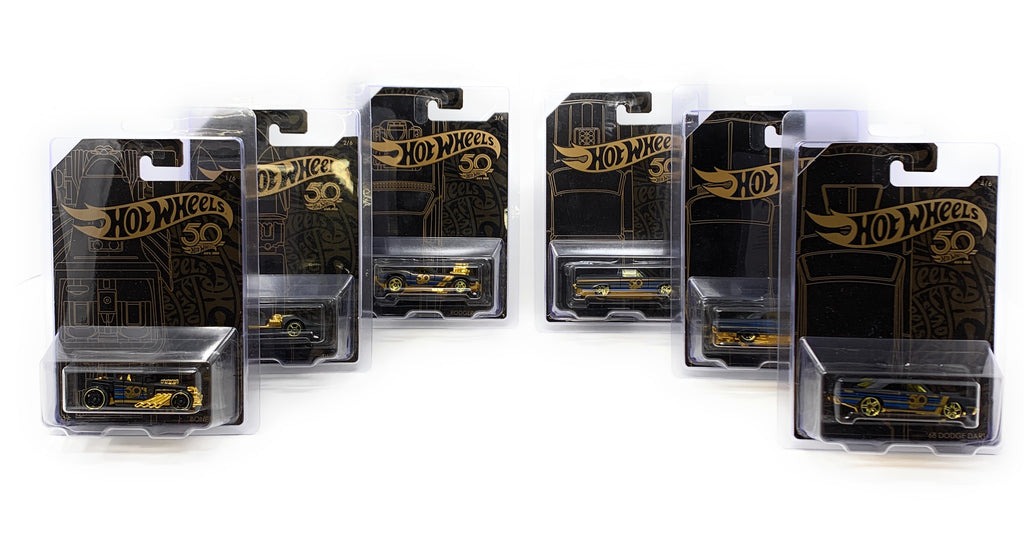 Hot Wheels 50th Anniversary Set of 6 Cars + 6 Nozlen Toys Hot Wheels Protector Cases